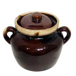 McCoy Vintage Drip Glaze Bean Pot & Lid #340 and #341